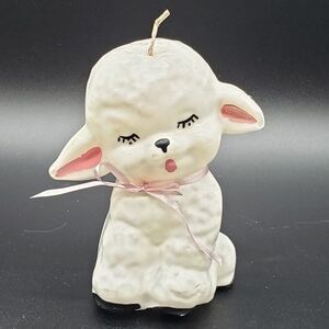 White Pink Black Vintage Baby Lamb or Sheep Shaped Unscented Waxed Candle